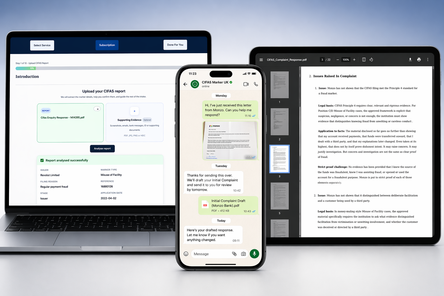 CIFAS marker complaint support across devices