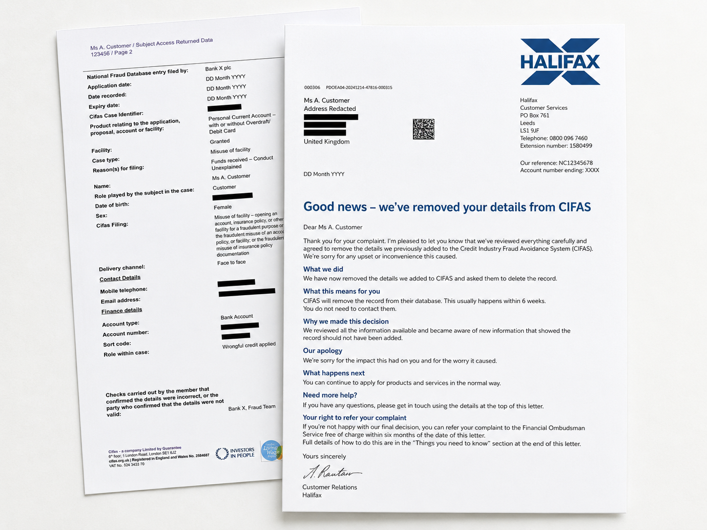 Halifax CIFAS marker removal case study